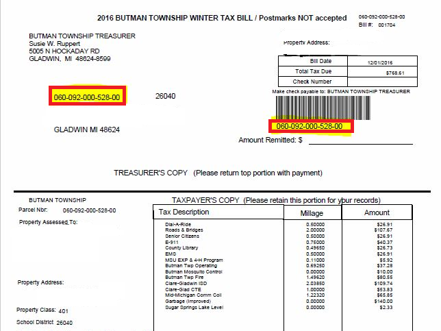 Image of a bill with the account number located in the upper left area